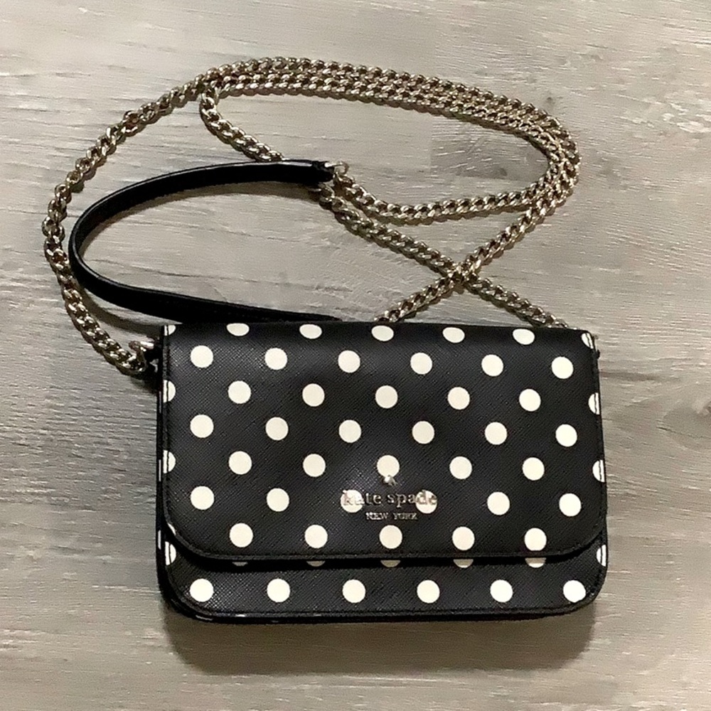 Kate Spade Black and White Polka Dot mini Crossbody Bag